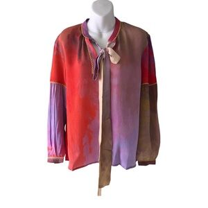 ANTHROPOLOGIE BL-NK Carmel Tie - Dye Blouse long sleeve Size S Blank Bl^n…